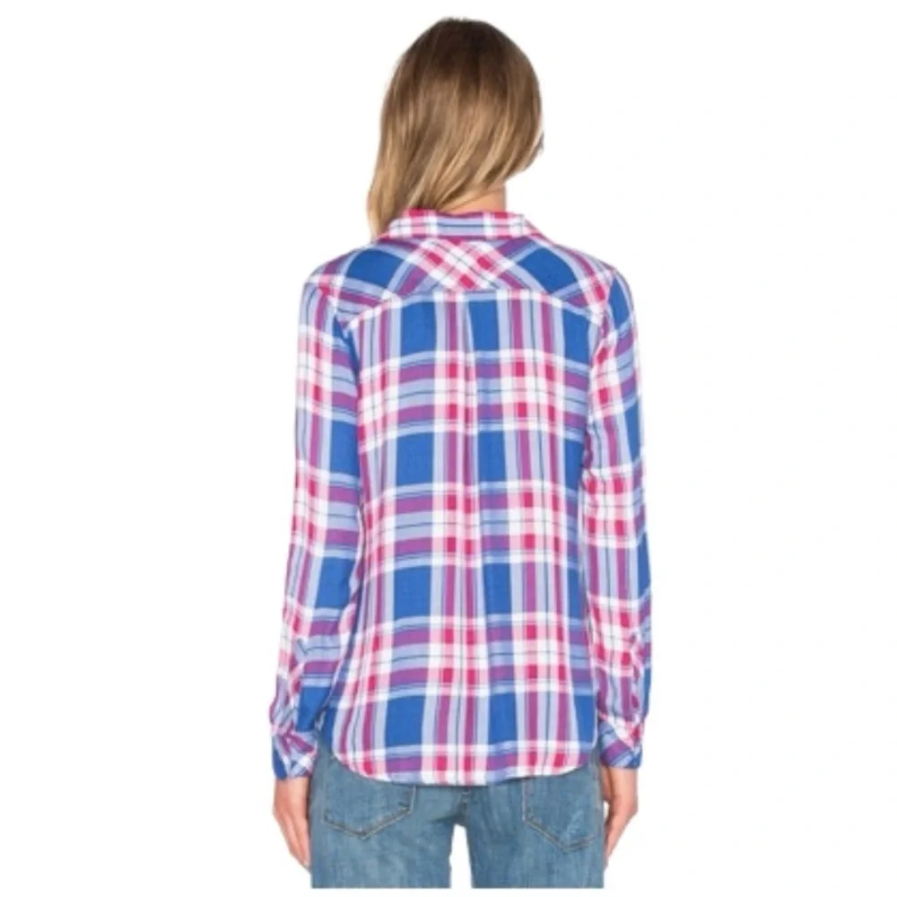 Rails Hunter Blue and Pink Plaid Button-Down Shirt Marina Flamingo Size Small - Picture 3 of 14